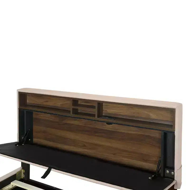 Full/Queen Size Upholstered Platform Bed with Storage Headboard, Twin Size Trundle, 2 Drawers and Sockets & USB Ports, 4L -ModernLuxe