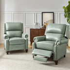 Poltrona reclinabile Gabriela Mid-Century Modern in vera pelle con finiture a borchie, set da 2 di HULALA HOME