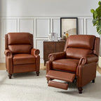 Poltrona reclinabile Gabriela Mid-Century Modern in vera pelle con finiture a borchie, set da 2 di HULALA HOME