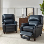 Poltrona reclinabile Gabriela Mid-Century Modern in vera pelle con finiture a borchie, set da 2 di HULALA HOME