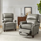 Poltrona reclinabile Gabriela Mid-Century Modern in vera pelle con finiture a borchie, set da 2 di HULALA HOME