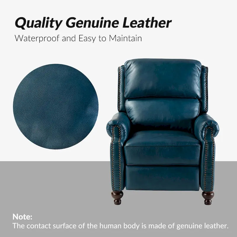 Poltrona reclinabile Gabriela Mid-Century Modern in vera pelle con finiture a borchie, set da 2 di HULALA HOME