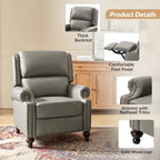 Poltrona reclinabile Gabriela Mid-Century Modern in vera pelle con finiture a borchie, set da 2 di HULALA HOME
