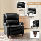 Poltrona reclinabile Gabriela Mid-Century Modern in vera pelle con finiture a borchie, set da 2 di HULALA HOME