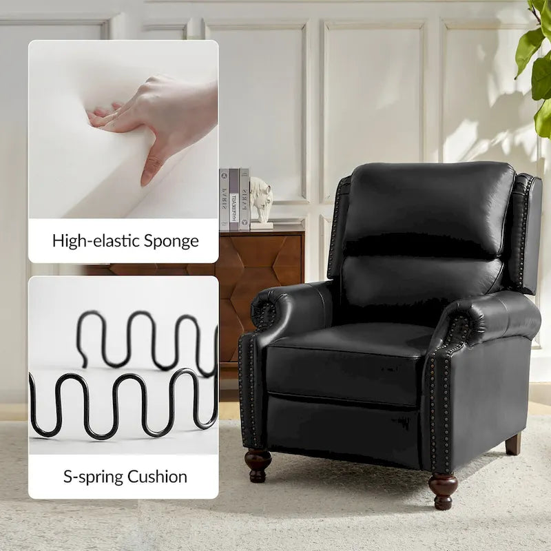 Poltrona reclinabile Gabriela Mid-Century Modern in vera pelle con finiture a borchie, set da 2 di HULALA HOME
