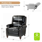 Poltrona reclinabile Gabriela Mid-Century Modern in vera pelle con finiture a borchie, set da 2 di HULALA HOME