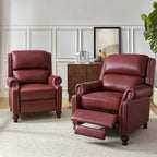Poltrona reclinabile Gabriela Mid-Century Modern in vera pelle con finiture a borchie, set da 2 di HULALA HOME