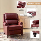 Poltrona reclinabile Gabriela Mid-Century Modern in vera pelle con finiture a borchie, set da 2 di HULALA HOME