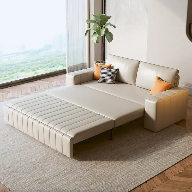 Divanetto Moderno Imbottito con Funzione Letto, Vano Contenitore Sottosedile e Cuscini in Schiuma ad Alta Resilienza