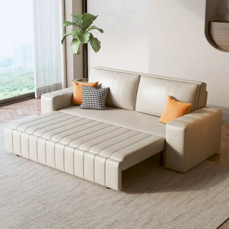 Divanetto Moderno Imbottito con Funzione Letto, Vano Contenitore Sottosedile e Cuscini in Schiuma ad Alta Resilienza