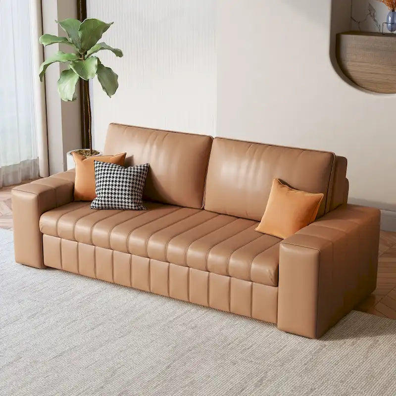 Divanetto Moderno Imbottito con Funzione Letto, Vano Contenitore Sottosedile e Cuscini in Schiuma ad Alta Resilienza