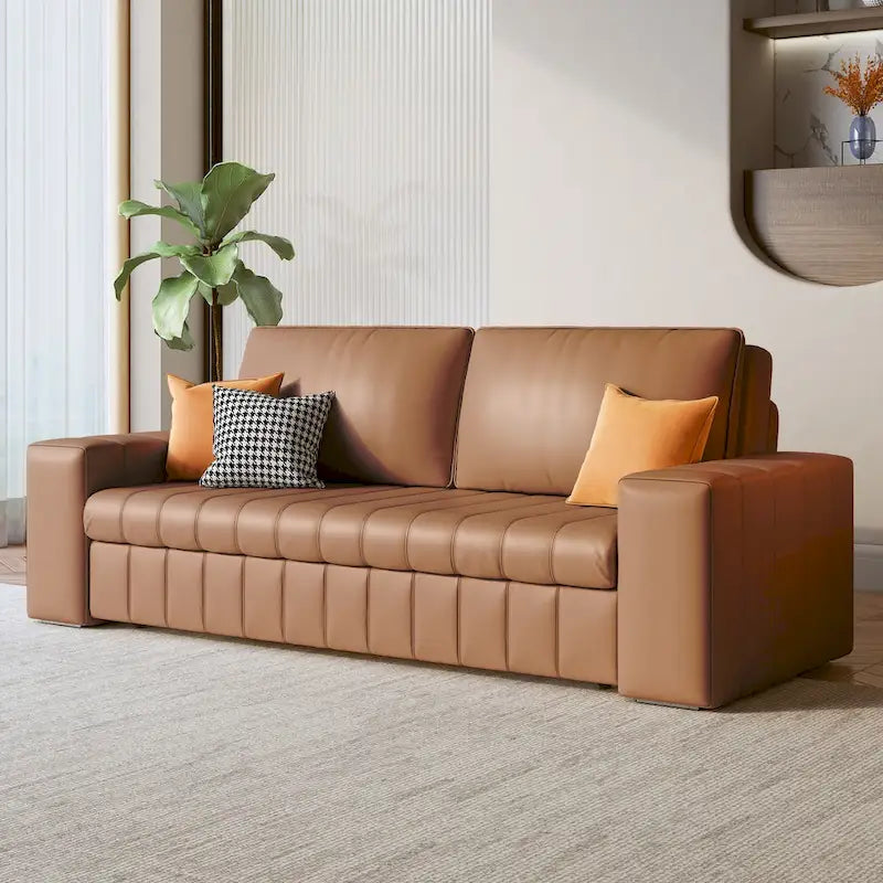 Divanetto Moderno Imbottito con Funzione Letto, Vano Contenitore Sottosedile e Cuscini in Schiuma ad Alta Resilienza