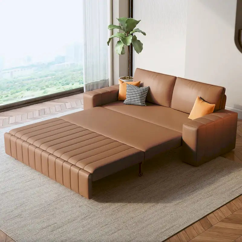 Divanetto Moderno Imbottito con Funzione Letto, Vano Contenitore Sottosedile e Cuscini in Schiuma ad Alta Resilienza
