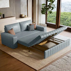 Divanetto Moderno Imbottito con Funzione Letto, Vano Contenitore Sottosedile e Cuscini in Schiuma ad Alta Resilienza