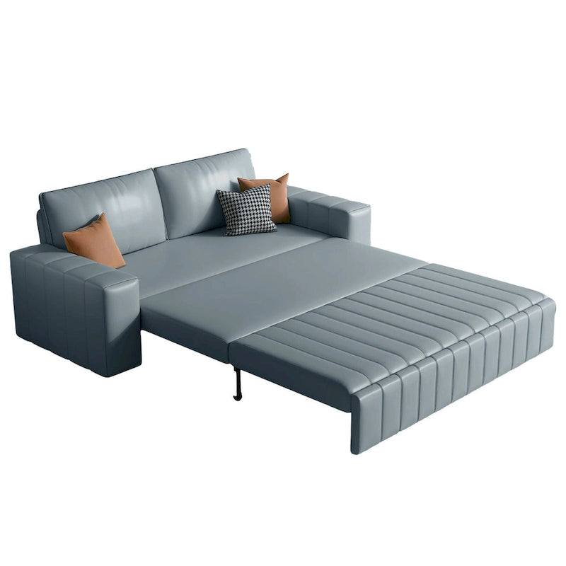 Divanetto Moderno Imbottito con Funzione Letto, Vano Contenitore Sottosedile e Cuscini in Schiuma ad Alta Resilienza
