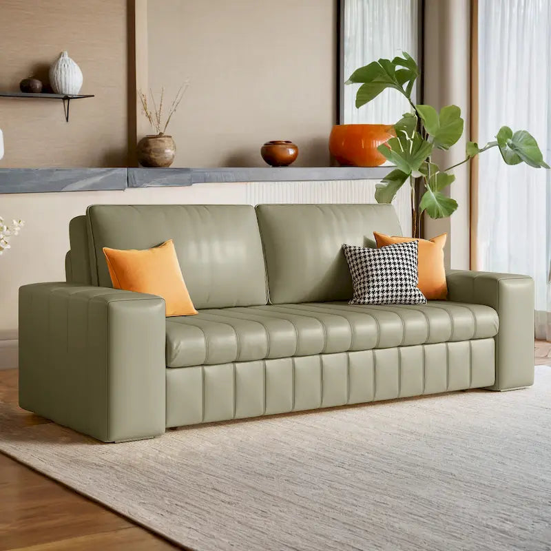 Divanetto Moderno Imbottito con Funzione Letto, Vano Contenitore Sottosedile e Cuscini in Schiuma ad Alta Resilienza