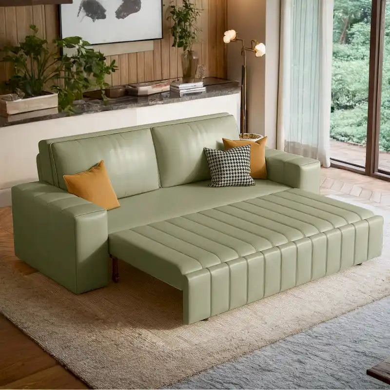 Divanetto Moderno Imbottito con Funzione Letto, Vano Contenitore Sottosedile e Cuscini in Schiuma ad Alta Resilienza