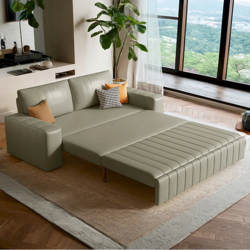 Divanetto Moderno Imbottito con Funzione Letto, Vano Contenitore Sottosedile e Cuscini in Schiuma ad Alta Resilienza