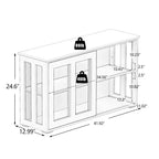 Kitchen Storage Cabinet With Sliding Glass Door, Adjustable Shelf, Wooden Storage Stand Sideboard Buffet Cabinet