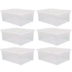 Basicwise Clear Shoe Storage Boxes with Lids - Stackable Plastic Organizer Bin for Closet, Sneaker Storage, Accessories - Shatterproof, Secure-Fit