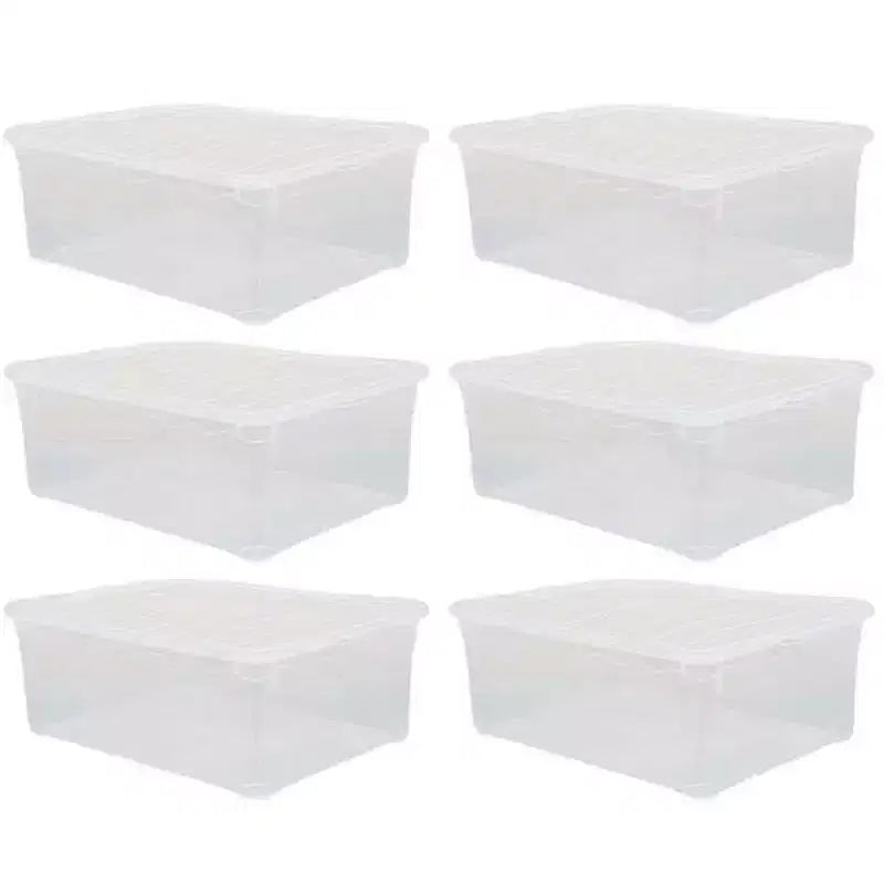 Basicwise Clear Shoe Storage Boxes with Lids - Stackable Plastic Organizer Bin for Closet, Sneaker Storage, Accessories - Shatterproof, Secure-Fit