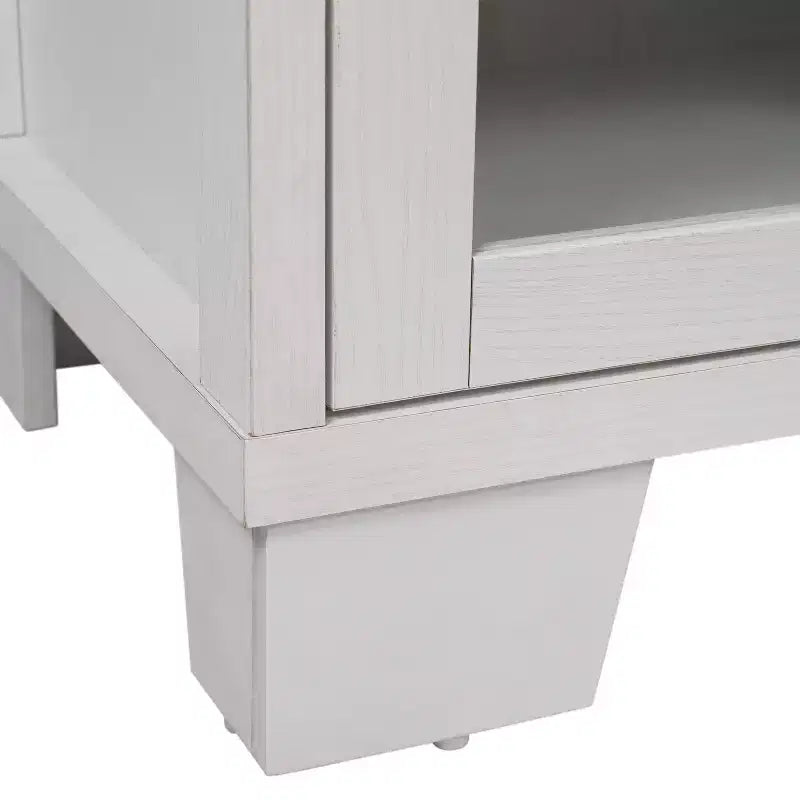 Merrick Lane Three-Drawer Engineered Wood Buffet Sideboard Cabinet with Three Tempered Glass Cabinet Doors for Dining Room/Kitchen