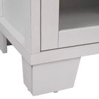 Merrick Lane Three-Drawer Engineered Wood Buffet Sideboard Cabinet with Three Tempered Glass Cabinet Doors for Dining Room/Kitchen