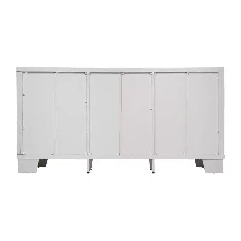 Merrick Lane Three-Drawer Engineered Wood Buffet Sideboard Cabinet with Three Tempered Glass Cabinet Doors for Dining Room/Kitchen