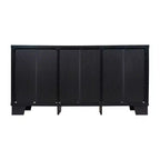 Merrick Lane Three-Drawer Engineered Wood Buffet Sideboard Cabinet with Three Tempered Glass Cabinet Doors for Dining Room/Kitchen