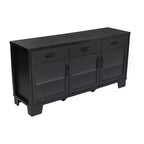 Merrick Lane Three-Drawer Engineered Wood Buffet Sideboard Cabinet with Three Tempered Glass Cabinet Doors for Dining Room/Kitchen