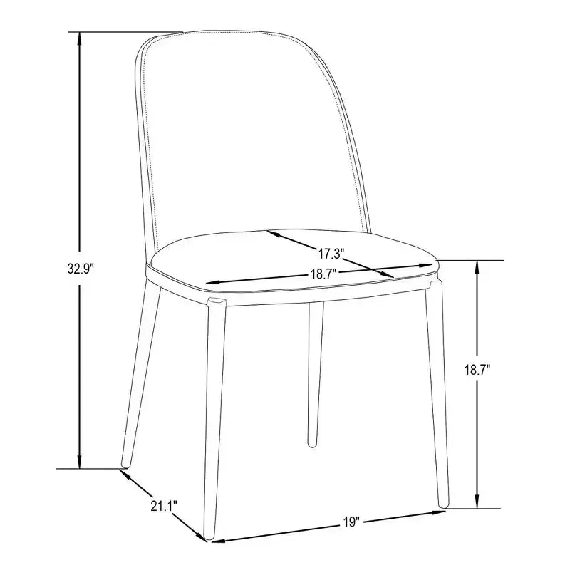 LeisureMod Tule Modern Dining Chair Set of 2 with PU Leather, Velvet, or Suede Seat and White Steel Frame  Kitchen, Dining Room, Home, Cafe, Seating