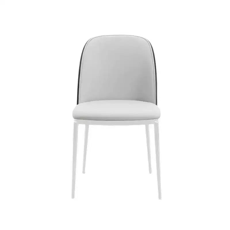 LeisureMod Tule Modern Dining Chair Set of 2 with PU Leather, Velvet, or Suede Seat and White Steel Frame  Kitchen, Dining Room, Home, Cafe, Seating