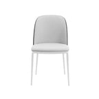 LeisureMod Tule Modern Dining Chair Set of 2 with PU Leather, Velvet, or Suede Seat and White Steel Frame  Kitchen, Dining Room, Home, Cafe, Seating