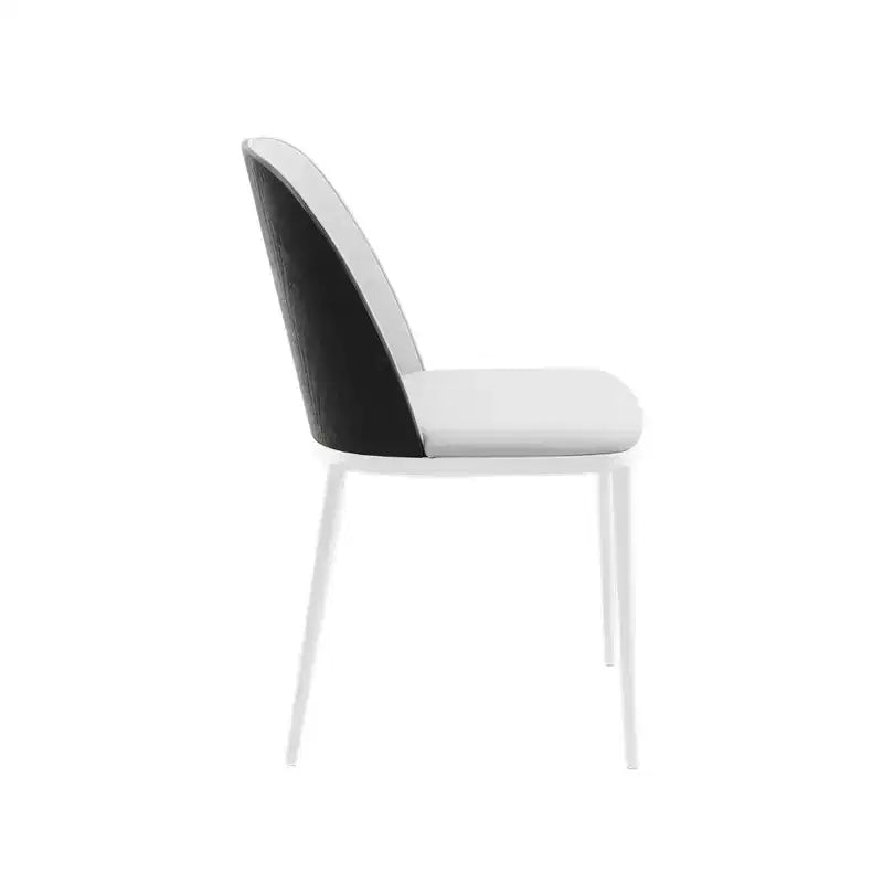 LeisureMod Tule Modern Dining Chair Set of 2 with PU Leather, Velvet, or Suede Seat and White Steel Frame  Kitchen, Dining Room, Home, Cafe, Seating