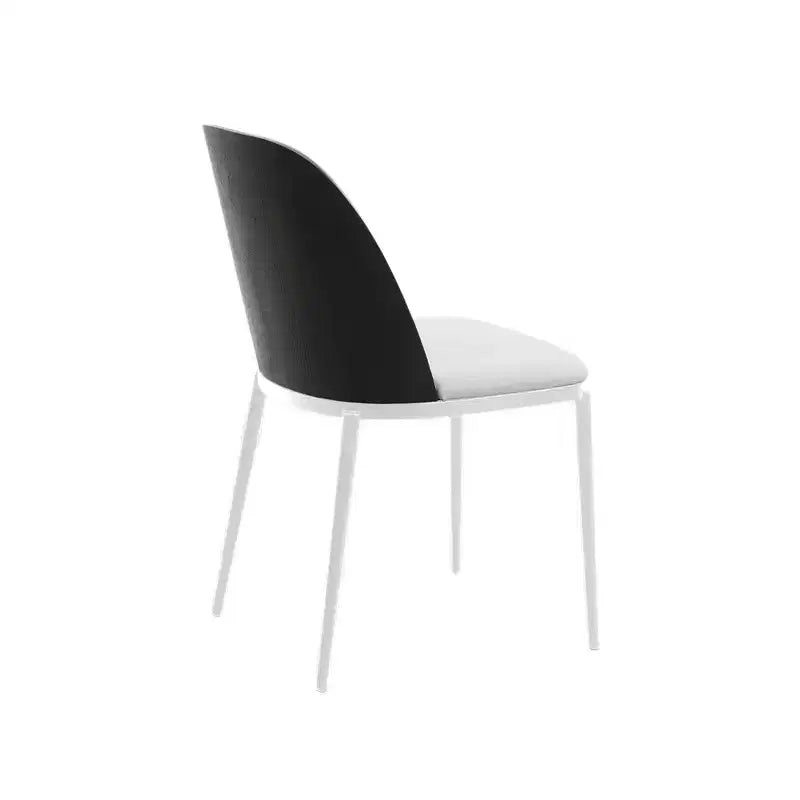 LeisureMod Tule Modern Dining Chair Set of 2 with PU Leather, Velvet, or Suede Seat and White Steel Frame  Kitchen, Dining Room, Home, Cafe, Seating