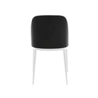 LeisureMod Tule Modern Dining Chair Set of 2 with PU Leather, Velvet, or Suede Seat and White Steel Frame  Kitchen, Dining Room, Home, Cafe, Seating