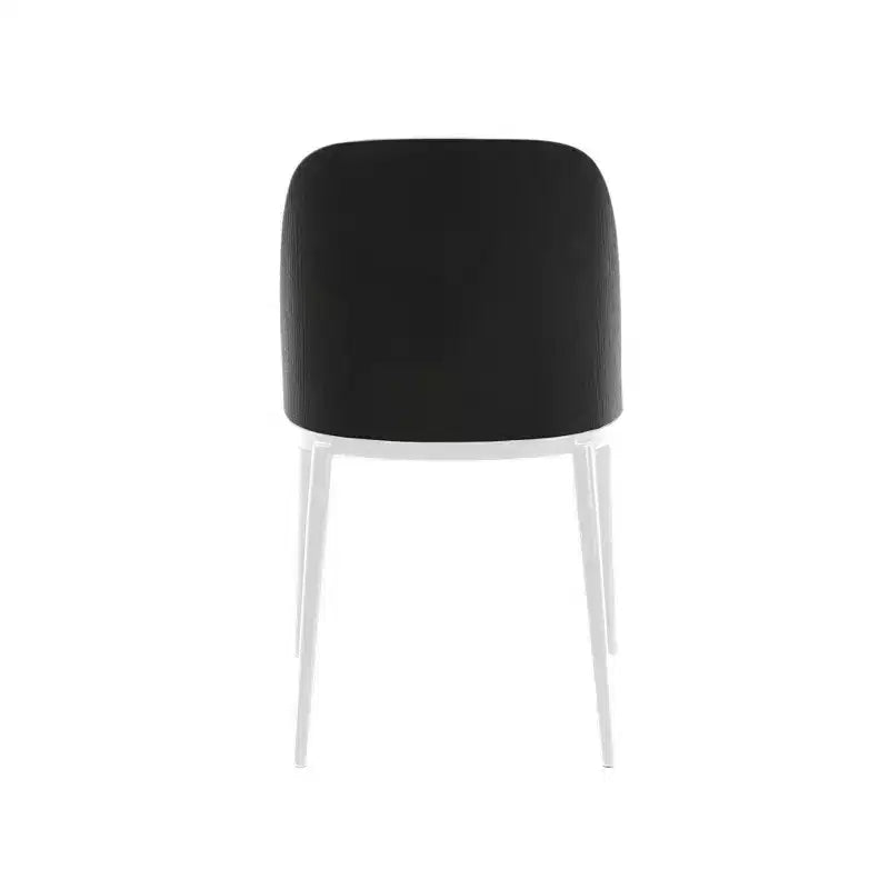 LeisureMod Tule Modern Dining Chair Set of 2 with PU Leather, Velvet, or Suede Seat and White Steel Frame  Kitchen, Dining Room, Home, Cafe, Seating