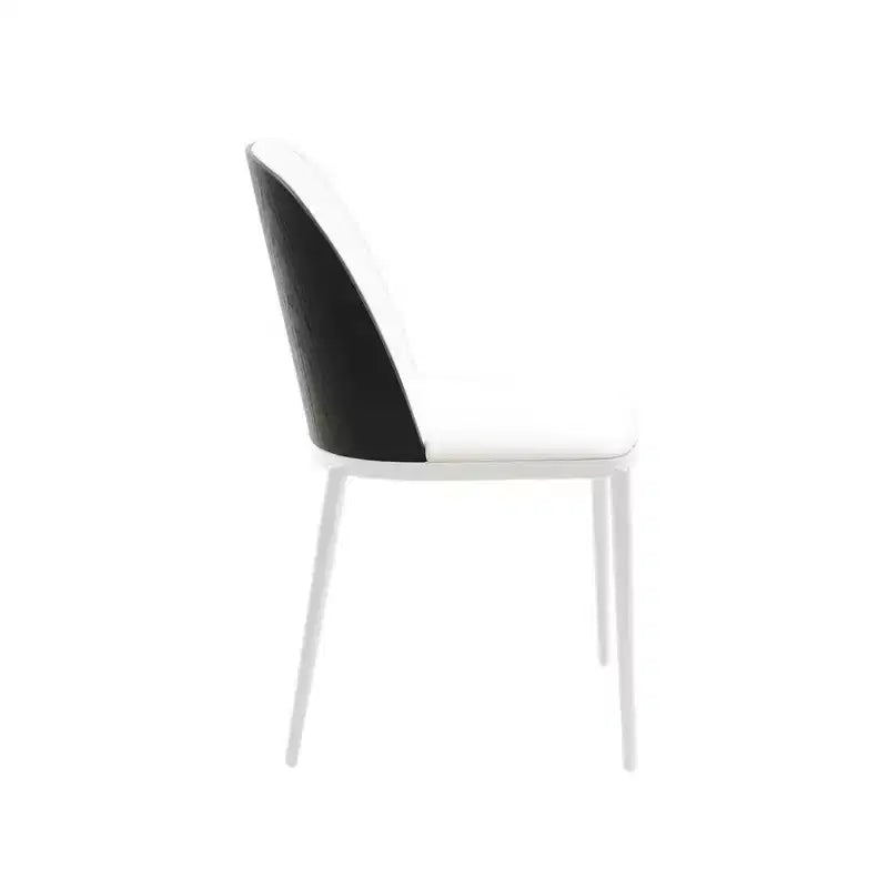 LeisureMod Tule Modern Dining Chair Set of 2 with PU Leather, Velvet, or Suede Seat and White Steel Frame  Kitchen, Dining Room, Home, Cafe, Seating
