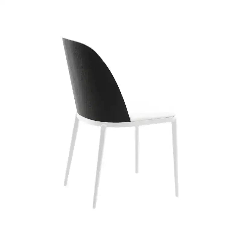 LeisureMod Tule Modern Dining Chair Set of 2 with PU Leather, Velvet, or Suede Seat and White Steel Frame  Kitchen, Dining Room, Home, Cafe, Seating