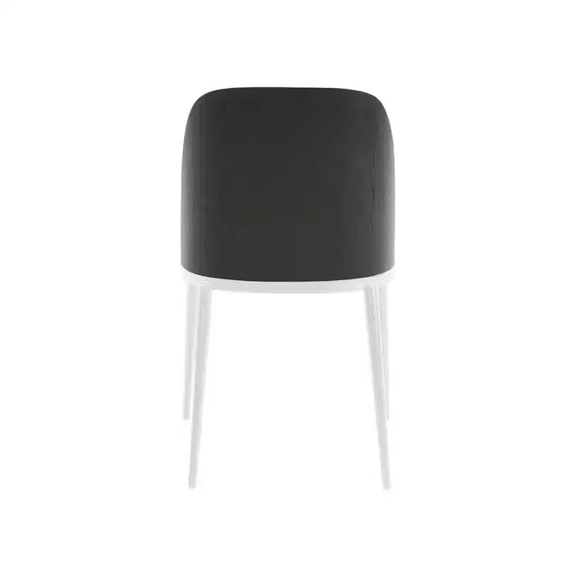 LeisureMod Tule Modern Dining Chair Set of 2 with PU Leather, Velvet, or Suede Seat and White Steel Frame  Kitchen, Dining Room, Home, Cafe, Seating