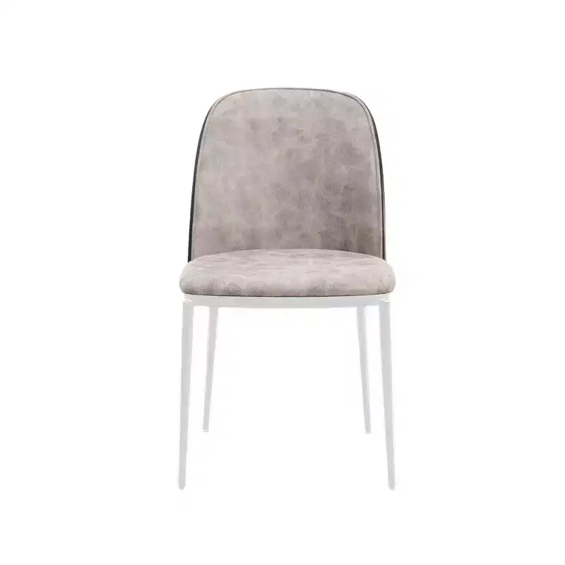 LeisureMod Tule Modern Dining Chair Set of 2 with PU Leather, Velvet, or Suede Seat and White Steel Frame  Kitchen, Dining Room, Home, Cafe, Seating