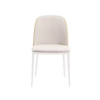 LeisureMod Tule Modern Dining Chair Set of 2 with PU Leather, Velvet, or Suede Seat and White Steel Frame  Kitchen, Dining Room, Home, Cafe, Seating