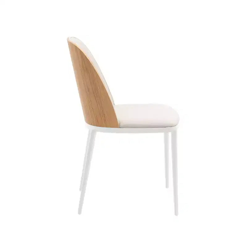 LeisureMod Tule Modern Dining Chair Set of 2 with PU Leather, Velvet, or Suede Seat and White Steel Frame  Kitchen, Dining Room, Home, Cafe, Seating
