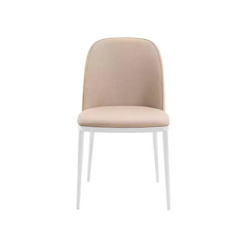 LeisureMod Tule Modern Dining Chair Set of 2 with PU Leather, Velvet, or Suede Seat and White Steel Frame  Kitchen, Dining Room, Home, Cafe, Seating