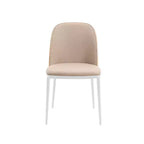LeisureMod Tule Modern Dining Chair Set of 2 with PU Leather, Velvet, or Suede Seat and White Steel Frame  Kitchen, Dining Room, Home, Cafe, Seating