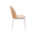 LeisureMod Tule Modern Dining Chair Set of 2 with PU Leather, Velvet, or Suede Seat and White Steel Frame  Kitchen, Dining Room, Home, Cafe, Seating