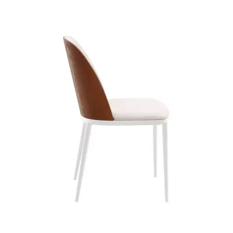 LeisureMod Tule Modern Dining Chair Set of 2 with PU Leather, Velvet, or Suede Seat and White Steel Frame  Kitchen, Dining Room, Home, Cafe, Seating