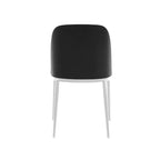 LeisureMod Tule Modern Dining Chair Set of 2 with PU Leather, Velvet, or Suede Seat and White Steel Frame  Kitchen, Dining Room, Home, Cafe, Seating