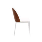 LeisureMod Tule Modern Dining Chair Set of 2 with PU Leather, Velvet, or Suede Seat and White Steel Frame  Kitchen, Dining Room, Home, Cafe, Seating