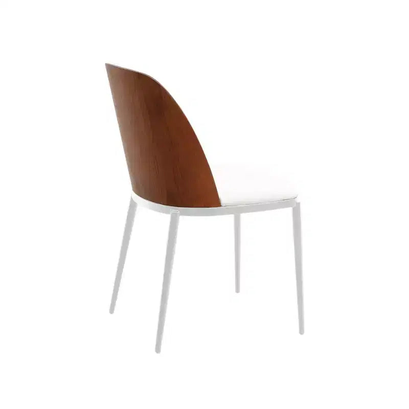 LeisureMod Tule Modern Dining Chair Set of 2 with PU Leather, Velvet, or Suede Seat and White Steel Frame  Kitchen, Dining Room, Home, Cafe, Seating